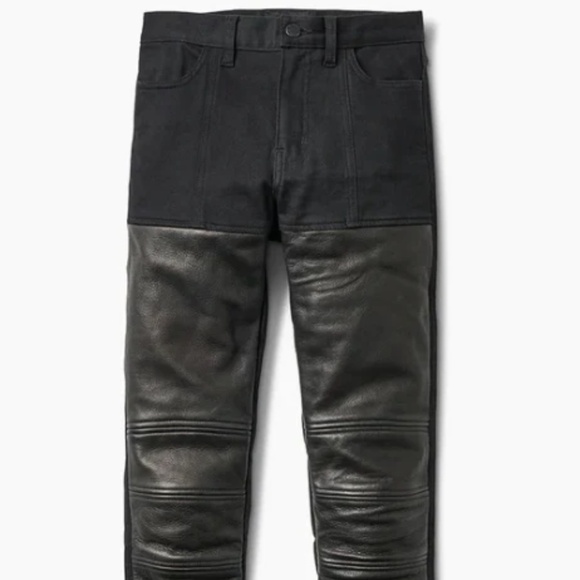 ATWYLD Shred leather and stretch denim motorcycle pants - Picture 1 of 5